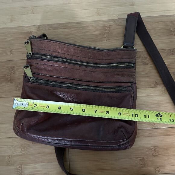 Fossil Brown Genuine Leather Crossbody Bag Purse - Picture 13 of 15